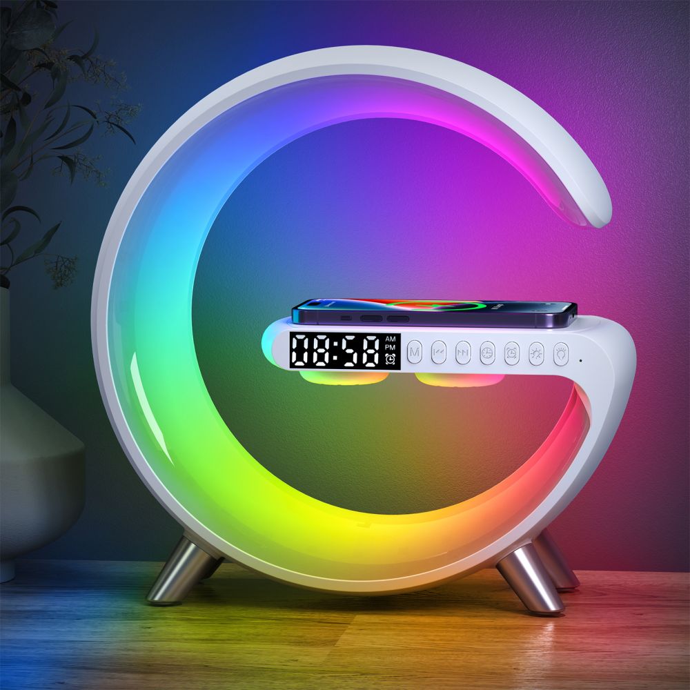 N69 Smart light APP Control 15W wireless charger with Bluetooth Speaker alarm clock