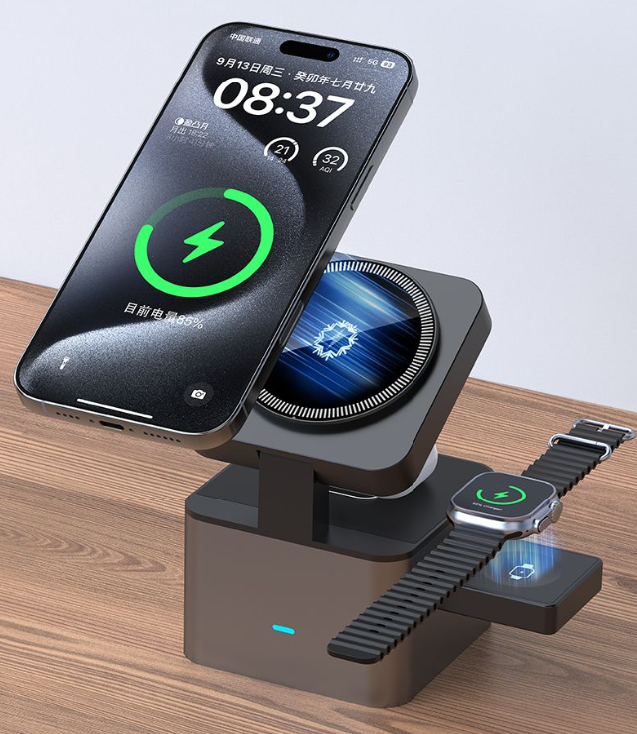 W21 3-in-1 Semiconductor Cooling Magnetic Wireless Charger with Built-in Fan