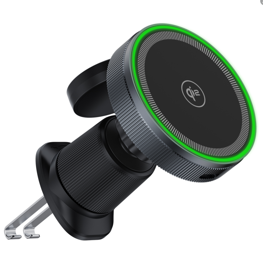 D12 QI2 2‑in‑1 Lightweight Magnetic Car Wireless Charger