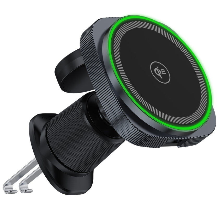 D14 QI2 2‑in‑1 Compact‑Face Magnetic Car Wireless Charger