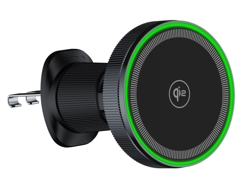 D12 QI2 Ultra‑Slim Single‑Charge Magnetic Car Wireless Charger