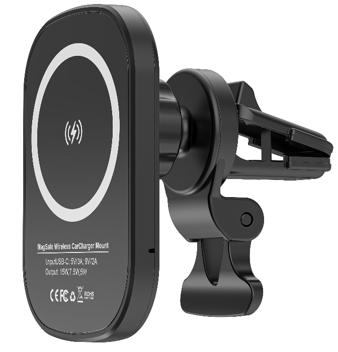 D10 Ultra‑Slim Rounded‑Square MagSafe Car Wireless Charger