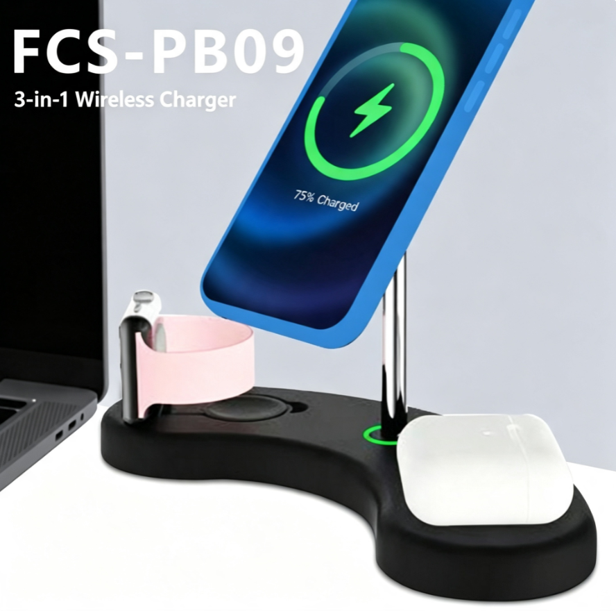 FCS‑PB09 3‑in‑1 Multi‑Device Magnetic Wireless Charger