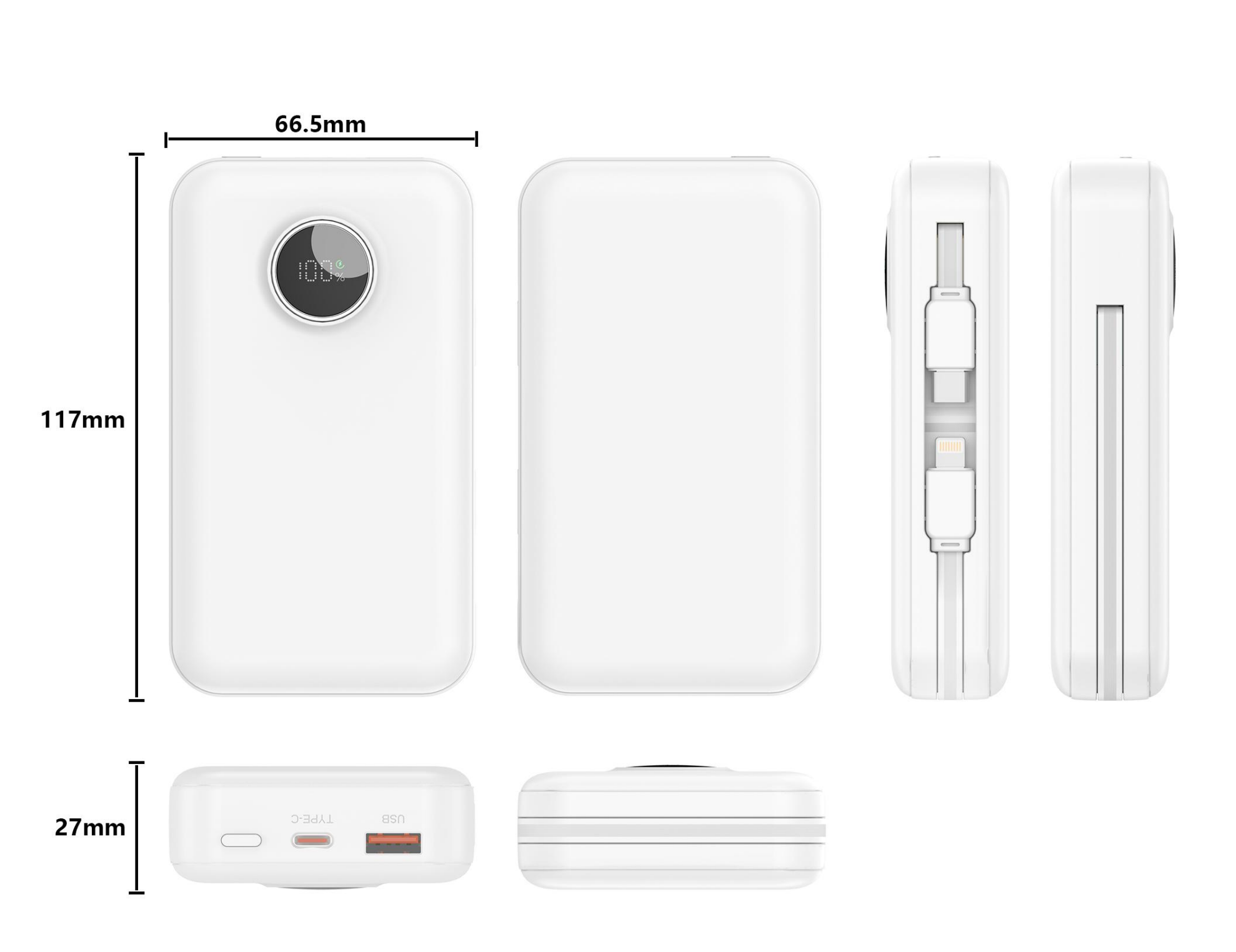 CW‑M15O Retractable Cable Super Fast Charging Power Bank