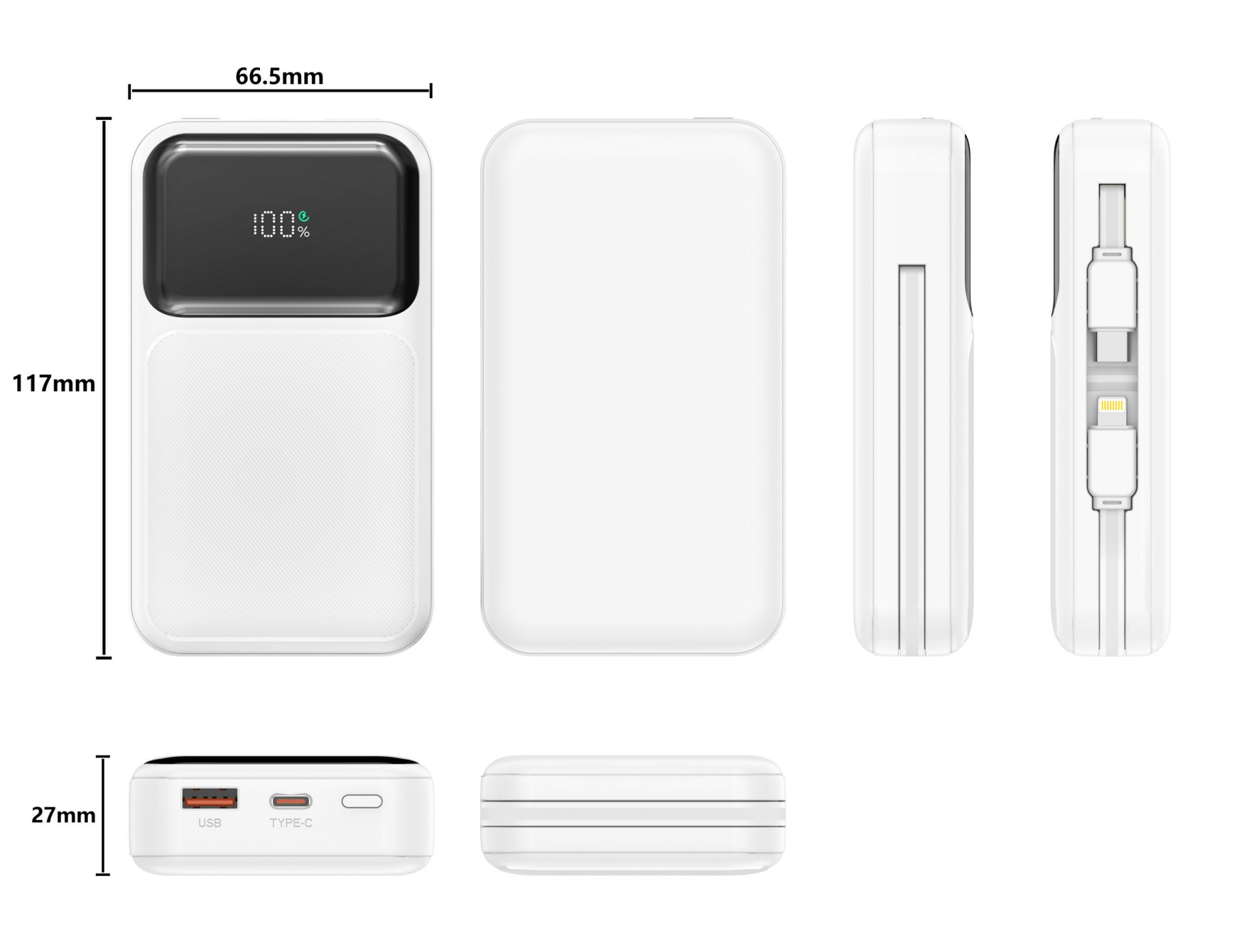 CW‑M5O Retractable Cable Super Fast Charging Power Bank