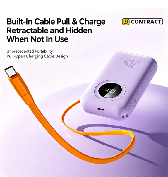 CW‑DX388 Retractable Cable Super Fast Charging Power Bank