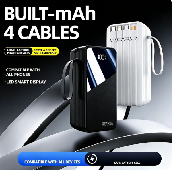 CW-071KC 22.5W Super Fast Charging 50000mAh Power Bank with Four Built-in Cables