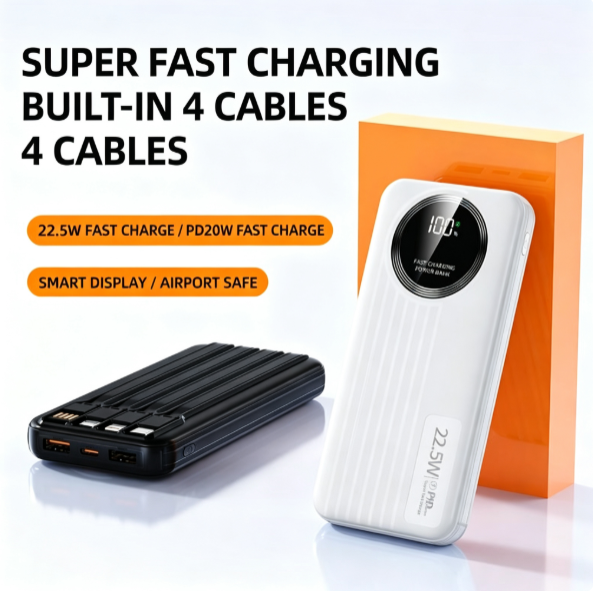 CW-072KC 22.5W Super Fast Charging Power Bank with Four Built-in Cables