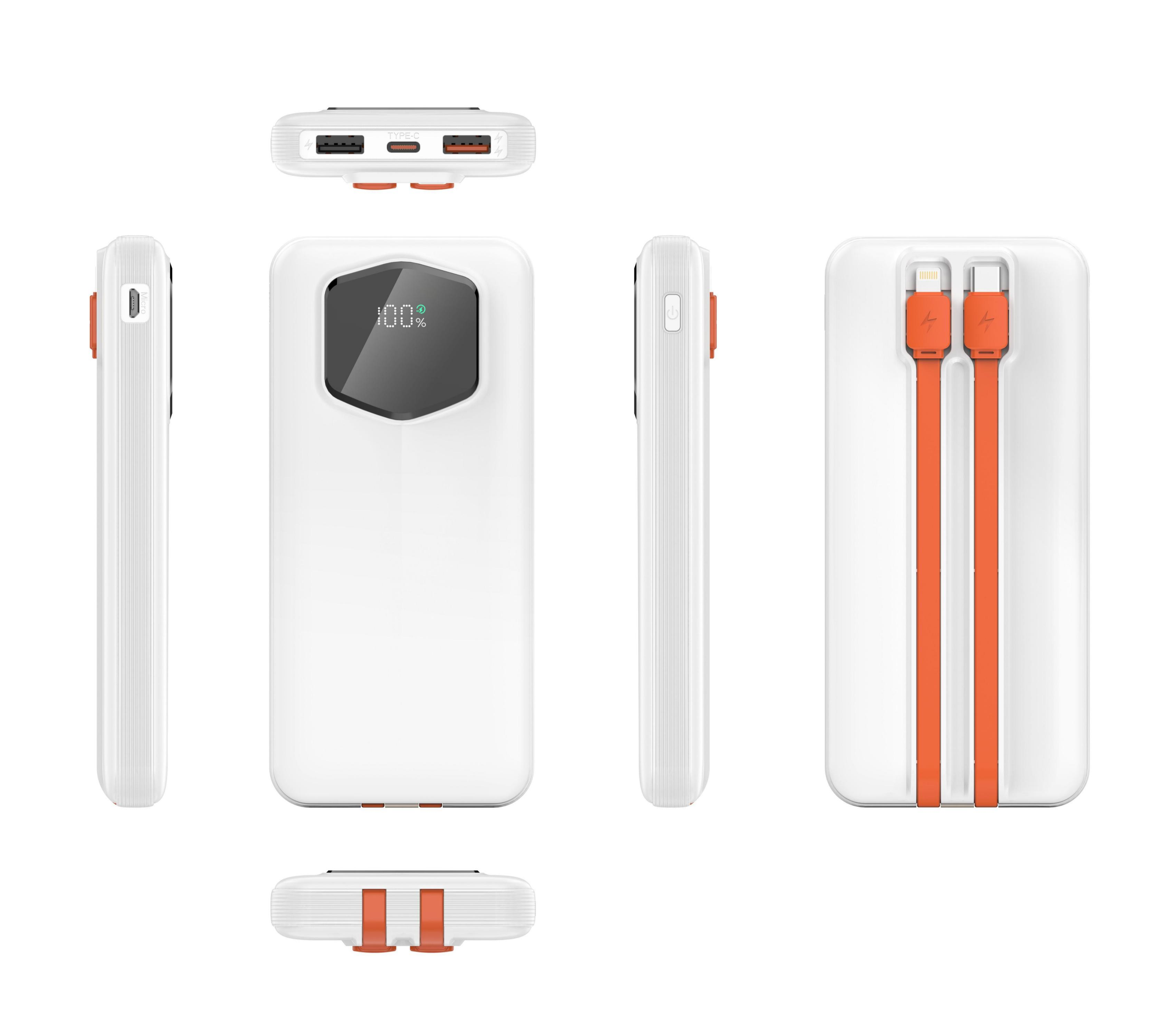 CW-078SO 22.5W 10000mAh Power Bank With Built-in Dual Cables