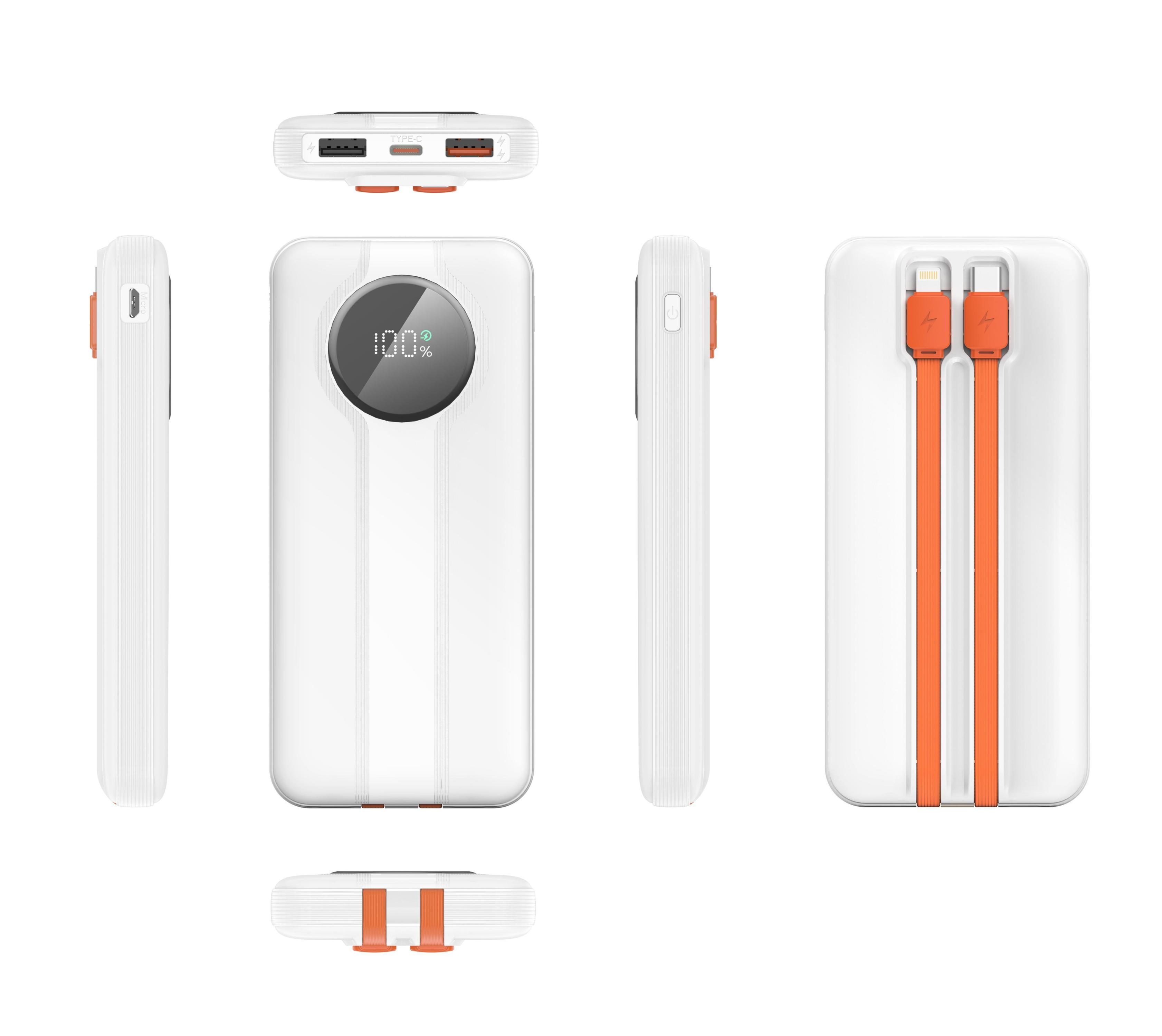 CW-080SO 22.5W 10000mAh Built-in Dual Cables Portable Power Bank