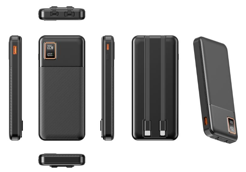CW-085QC 22.5W 10000mAh Built-in Dual Cables Slim Power Bank