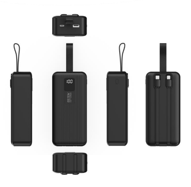 CW-088QC 22.5W 30000mAh Large Capacity Built-in Cables Power Bank With Lanyard