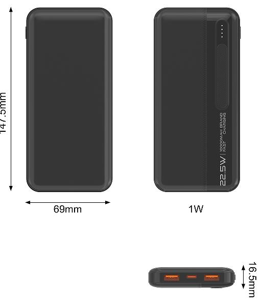 CW-093QC 22.5W 10000mAh Slim Portable Super Fast Charging Power Bank