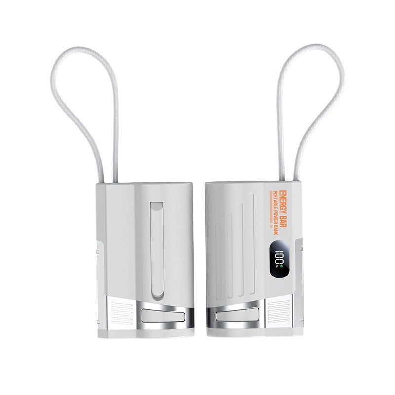 CW-DX582 10000mAh Capsule Tail Plug Portable Power Bank With Built-in Cable