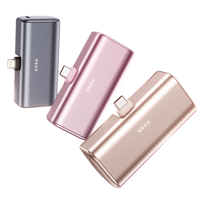 CW-1331M 5000mAh Metal Texture Capsule Tail Plug Power Bank