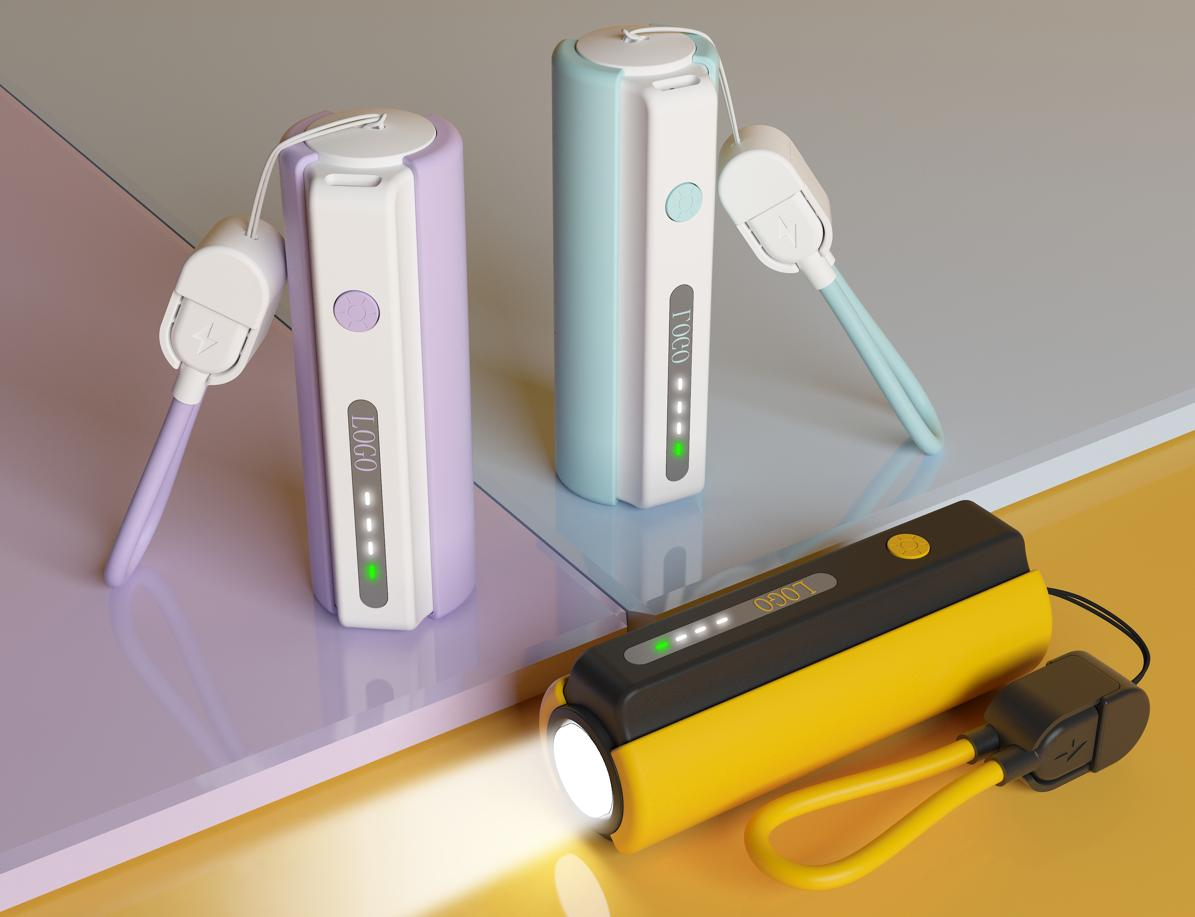 CW-E01C 5000mAh Mini Capsule Tail Plug Power Bank with Flashlight