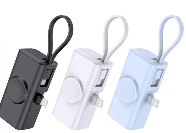 CW-11Q 5000mAh Capsule Tail Plug Power Bank With Built-in Cable