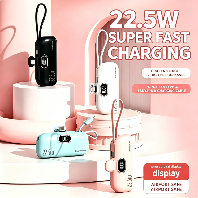 CW-DX268T 5000mAh 22.5W Mini Built-in Cable Fast Charging Power Bank