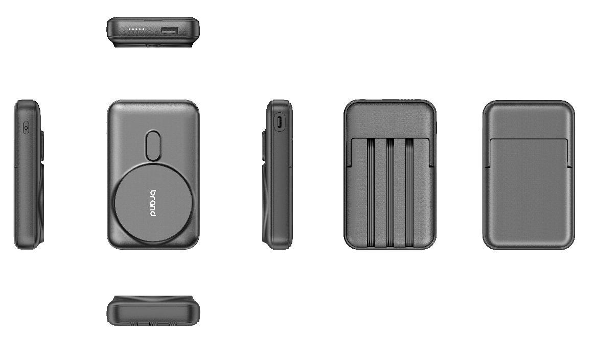CW-W101D 10000mAh Magnetic Wireless Power Bank With Built-in Cables