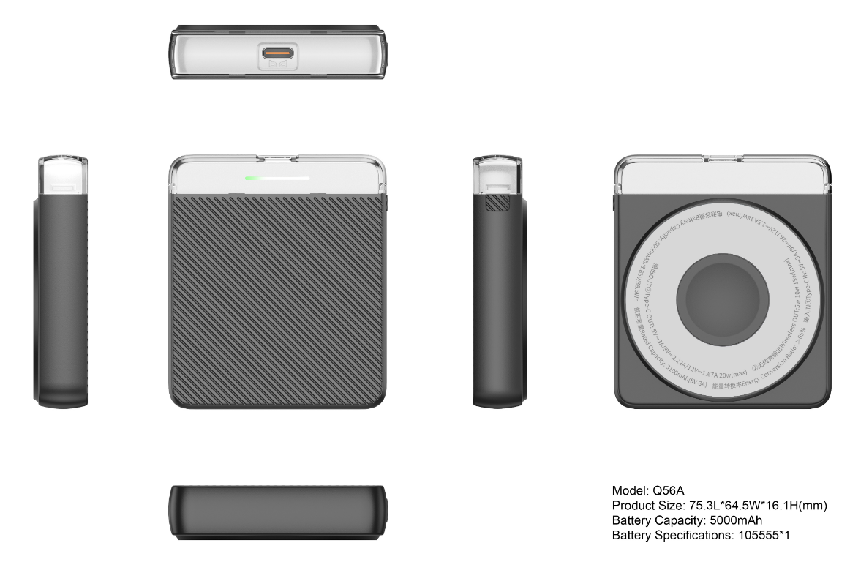 CW-Q56AD 5000mAh Ultra Thin Magnetic Wireless Power Bank