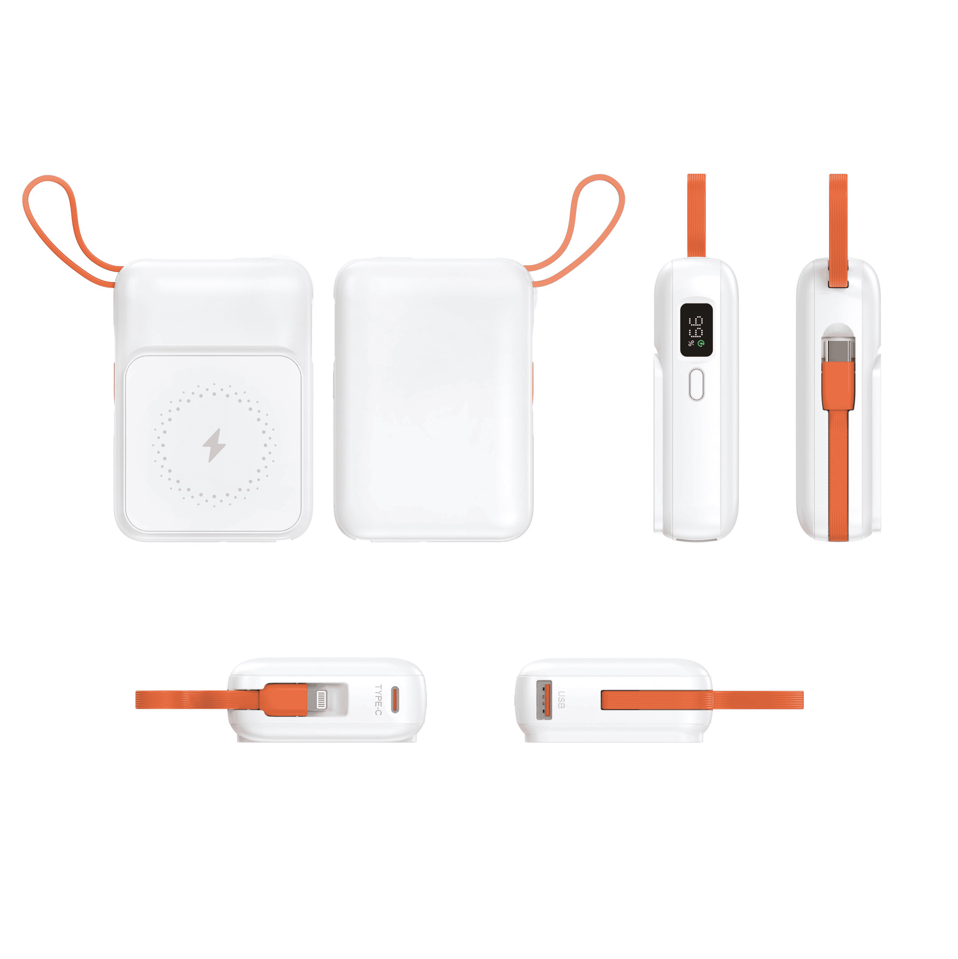 CW-Q50 10000mAh Wireless Charging Power Bank With Built-in Cables & Lanyard
