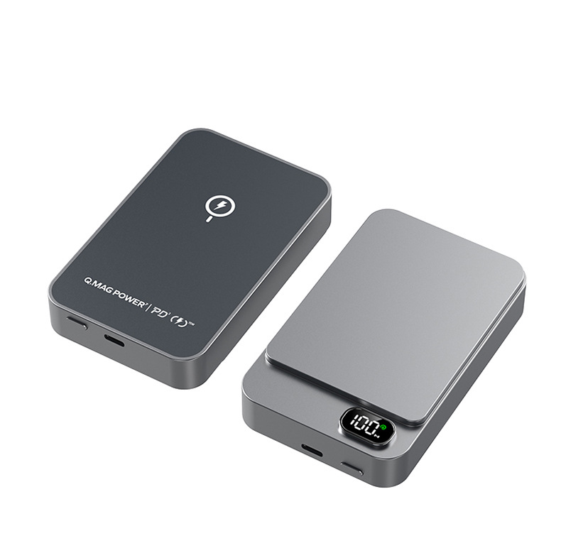 CW-108PMY 5000mAh Aluminum Alloy Magnetic Wireless Power Bank With Digital Display