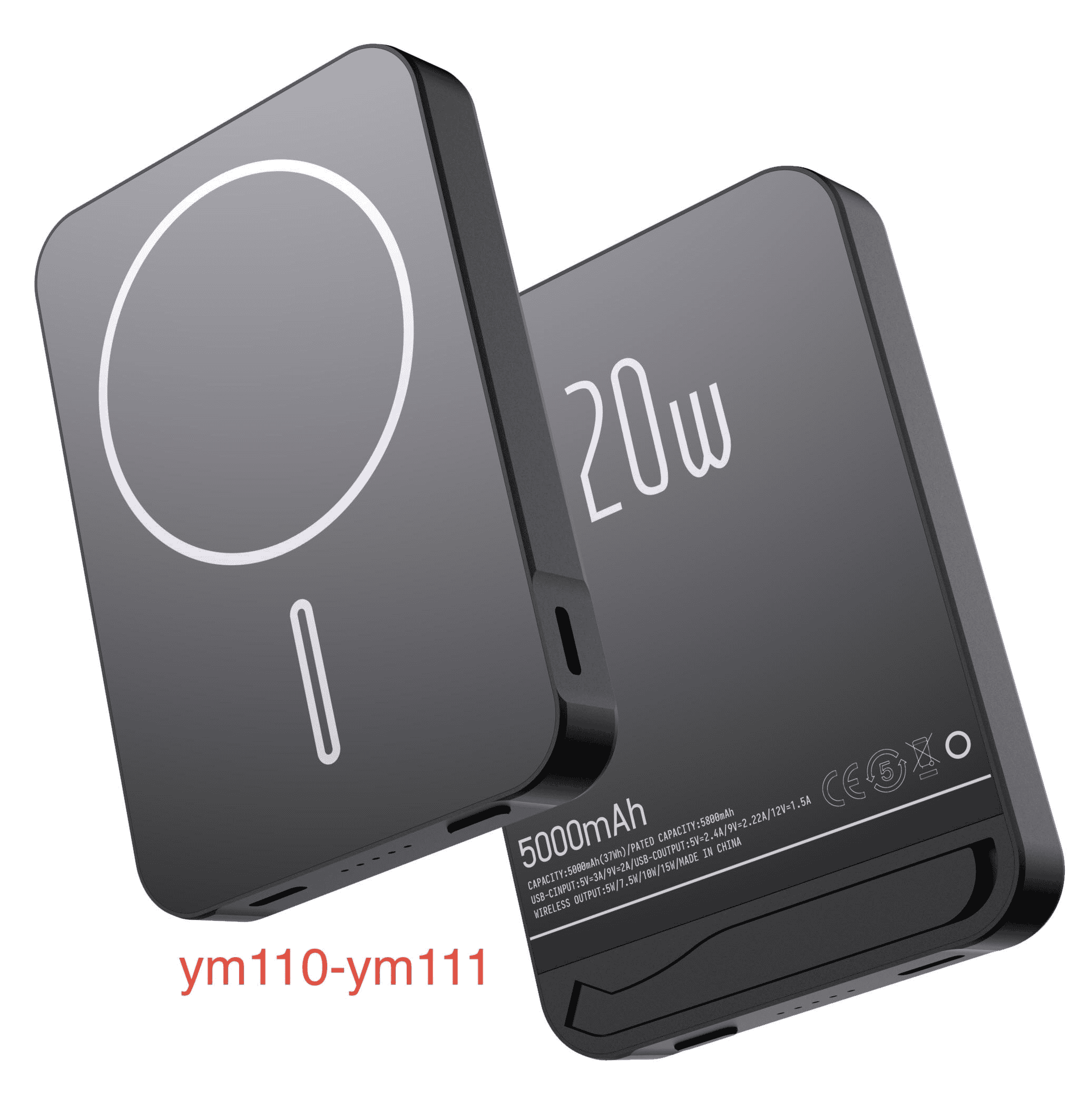 CW-110MY 5000mAh Aluminum Alloy Magnetic Wireless Power Bank With Built-in Kickstand