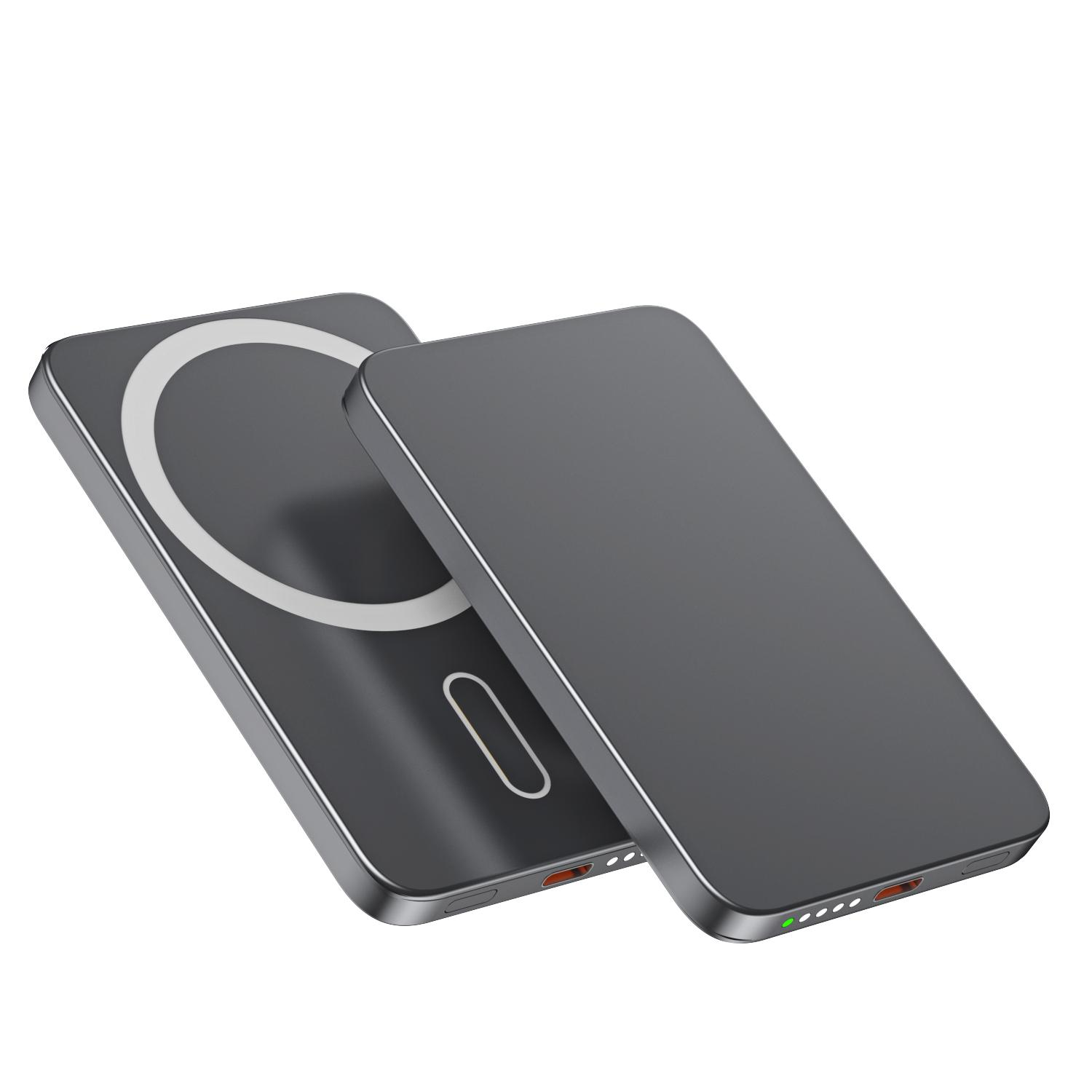 CW-128MY 5000mAh Ultra Thin Aluminum Alloy Magnetic Wireless Power Bank
