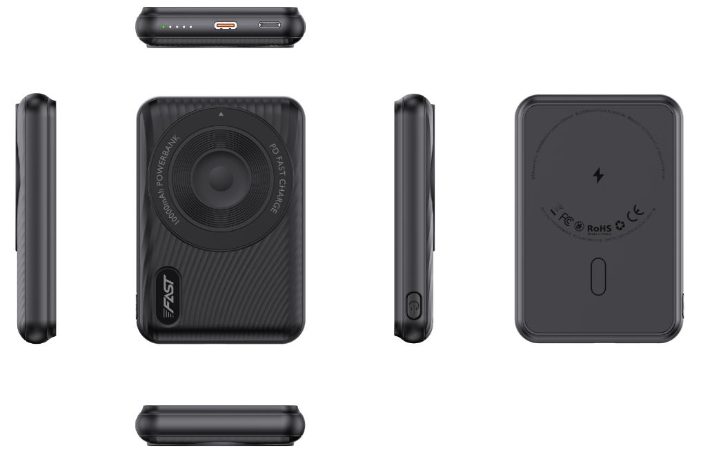 CW-H6iB 5000mAh Striped Wireless Charging Power Bank