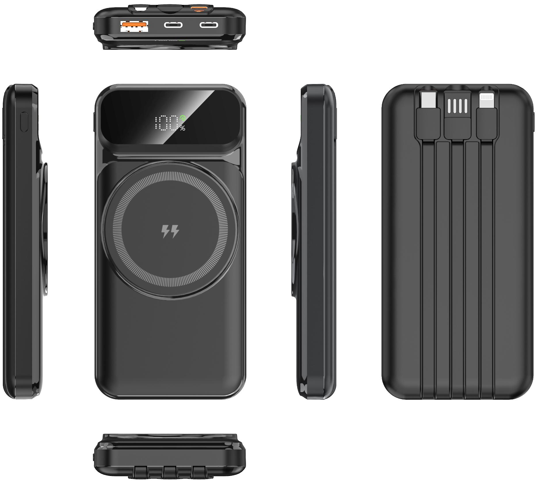 CW-H30CB 10000mAh Built-in Cables Magnetic Wireless Charging Power Bank