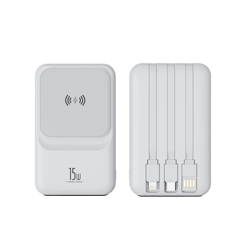 CW-DX010T 10000mAh Built-in 3 Cables Magnetic Wireless Power Bank